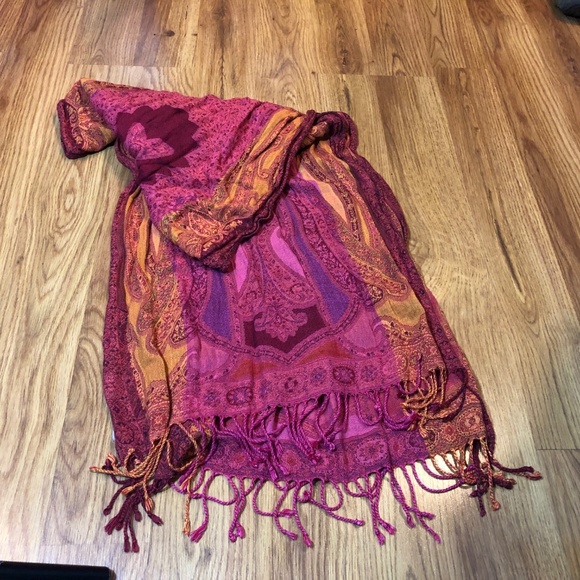 Pink & Orange Patterned Scarf - Picture 3 of 4